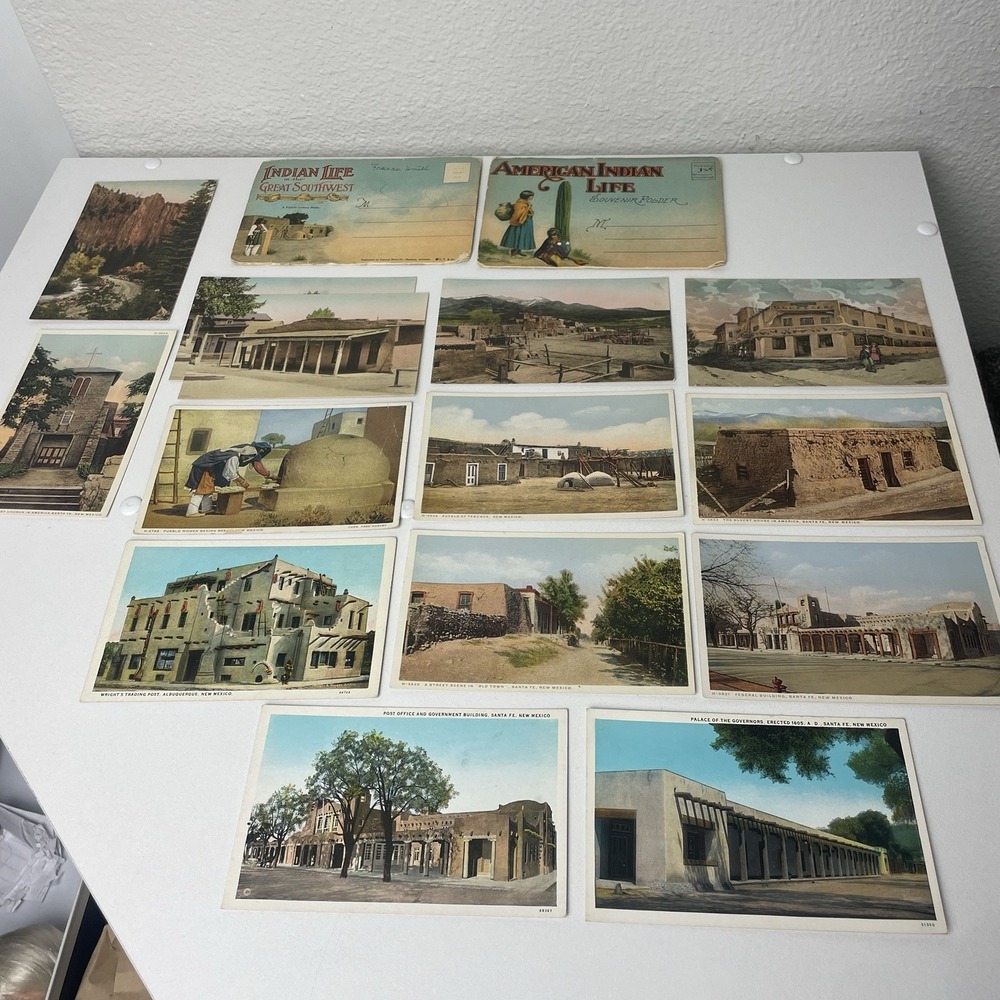 New Mexico Vintage Postcards Pueblos Pottery Lot 16 Santa Fe Taos Albuquerque